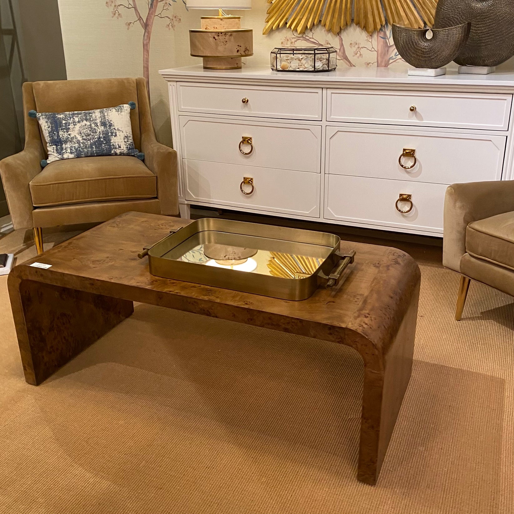 Worlds Away Newbury Coffee Table Dark Burl Wood ??? CLAYTON GRAY HOME