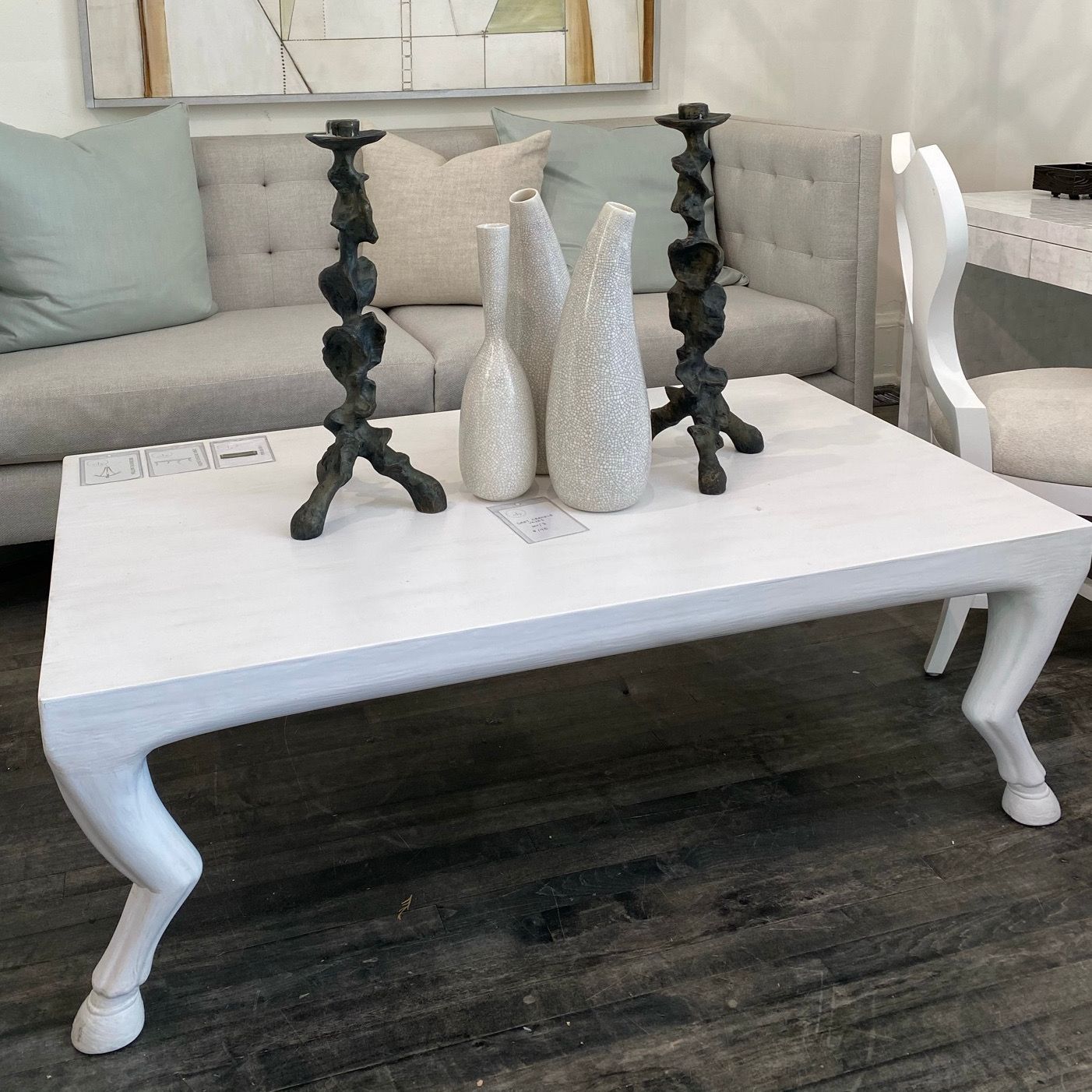 oly faline cocktail table frost white styled