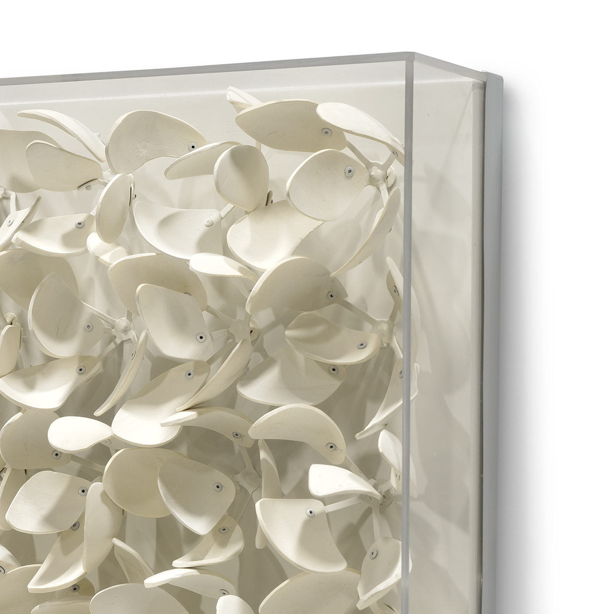 Palecek Arcadia Beige Shell Coco Beads Nature Acrylic Frame Mixed Media  Large (37-48”)