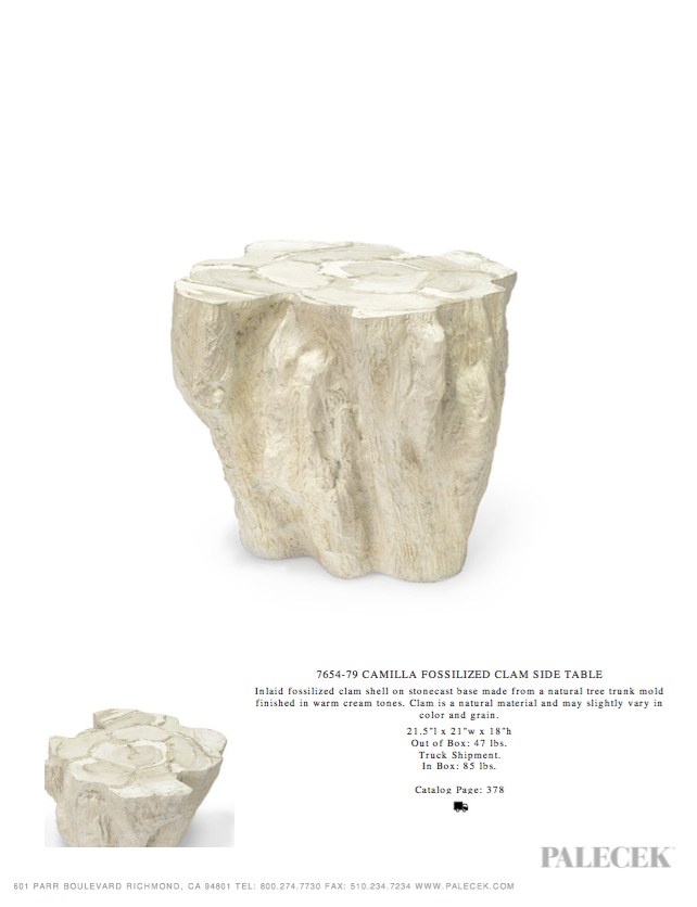 palecek camilla fossilized clam side table tearsheet
