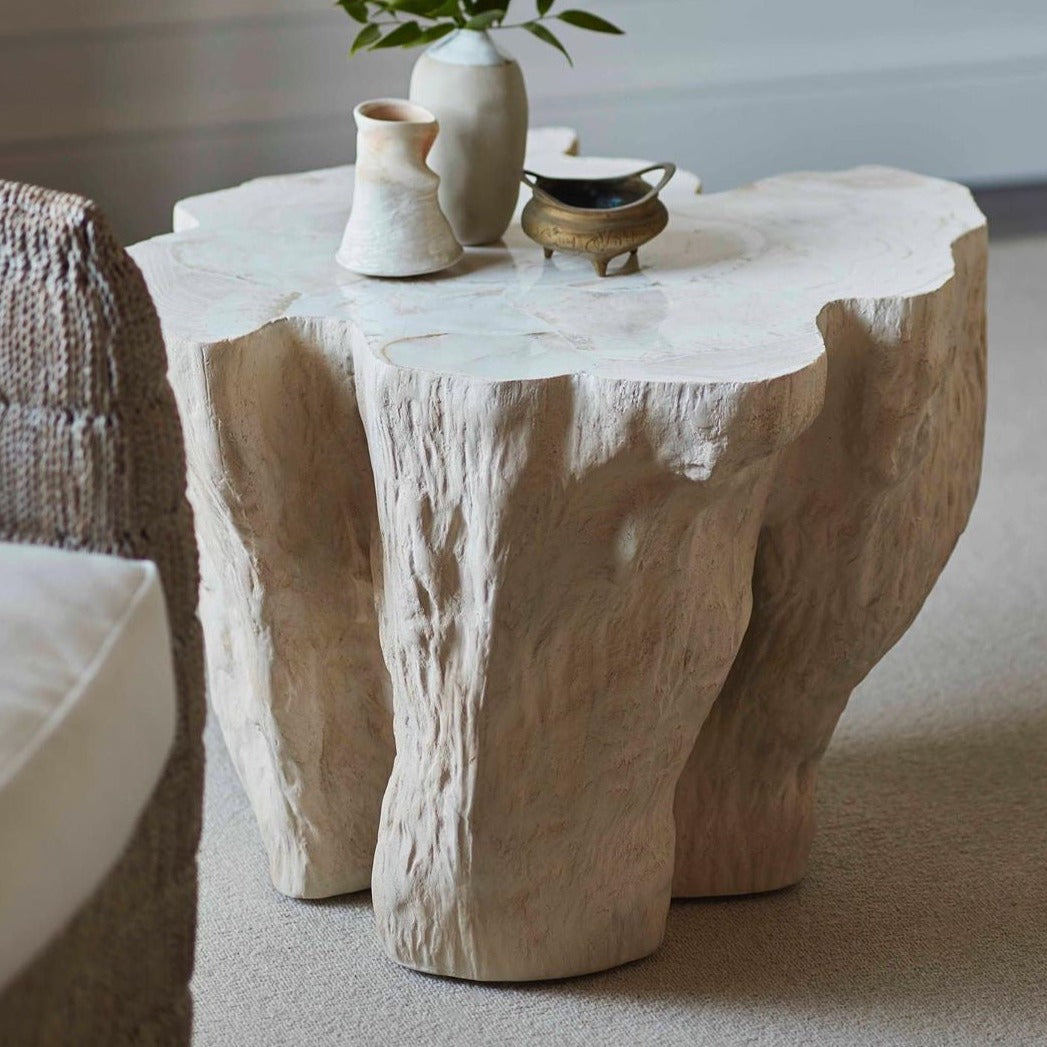 palecek camilla fossilized side table styled