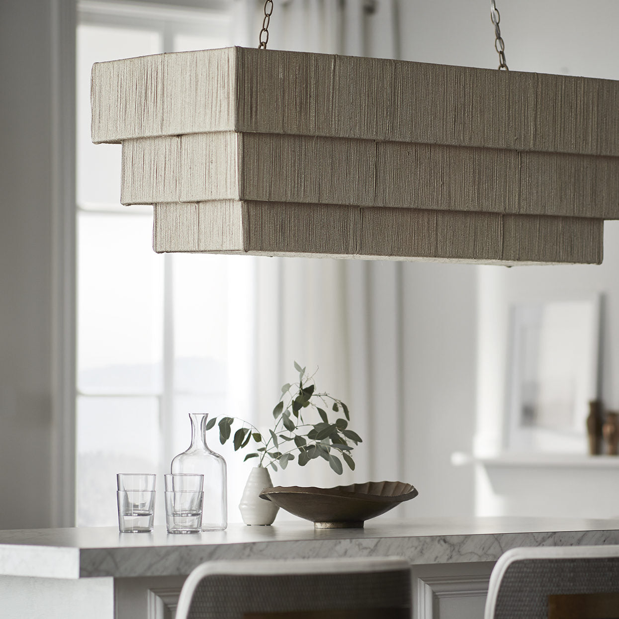Palecek Everly Rectangular Chandelier Natural Abaca – CLAYTON GRAY