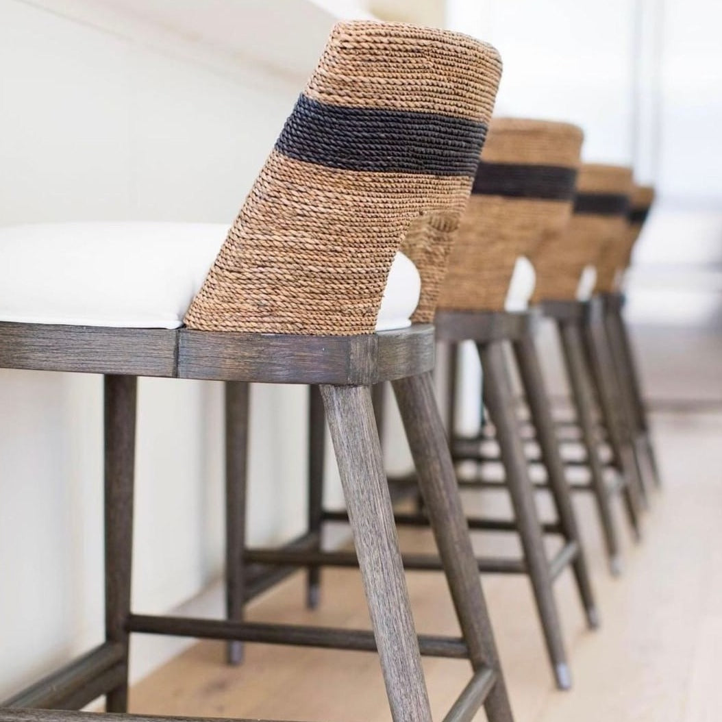 Palecek Fritz Rope Bar Stool Gray and Black CLAYTON GRAY HOME