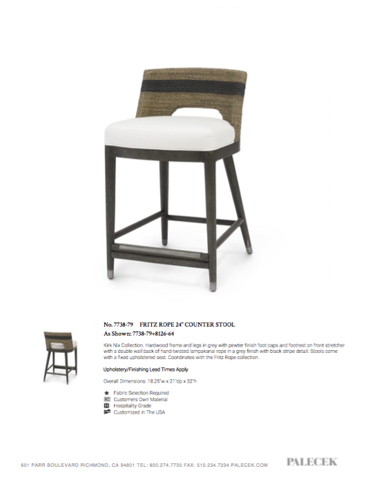 Fritz Rope Counter Stool Gray and Black