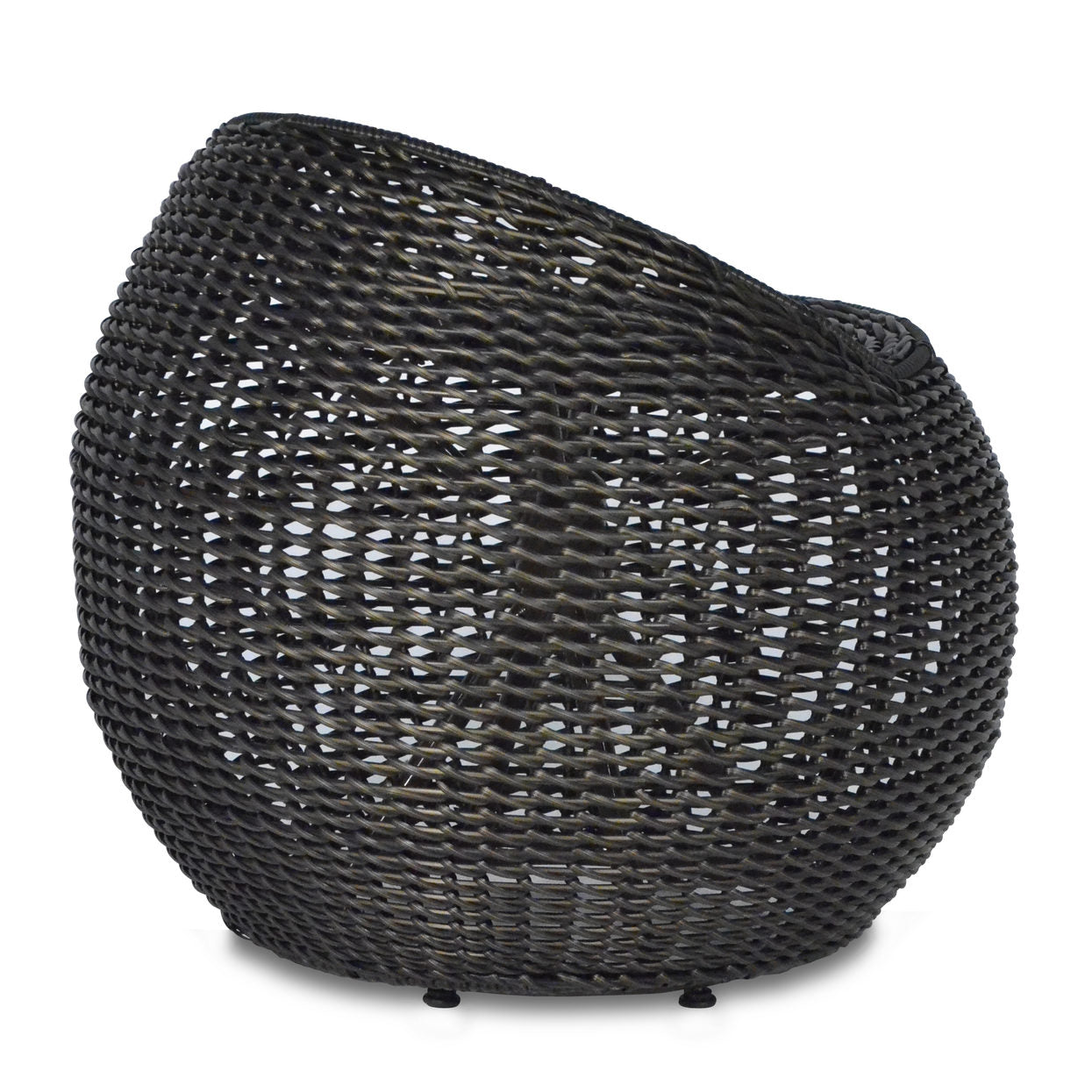 Outdoor Open Weave Wicker Swivel Stool Black