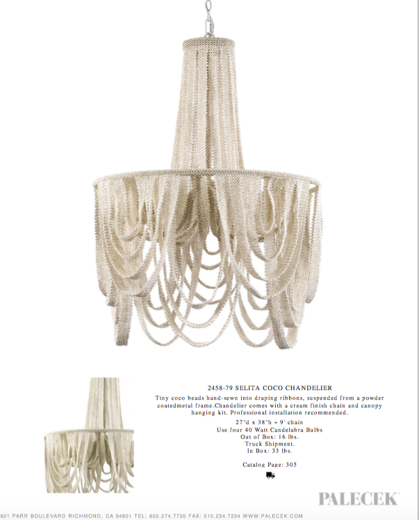 Palecek Selita Chandelier Ribbon Coco Beads Cream – CLAYTON GRAY HOME