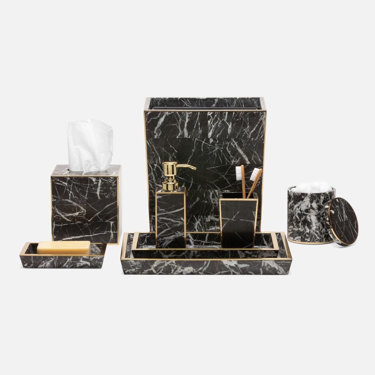 pigeon and poodle rhodes tissue box nero marble and brass styled