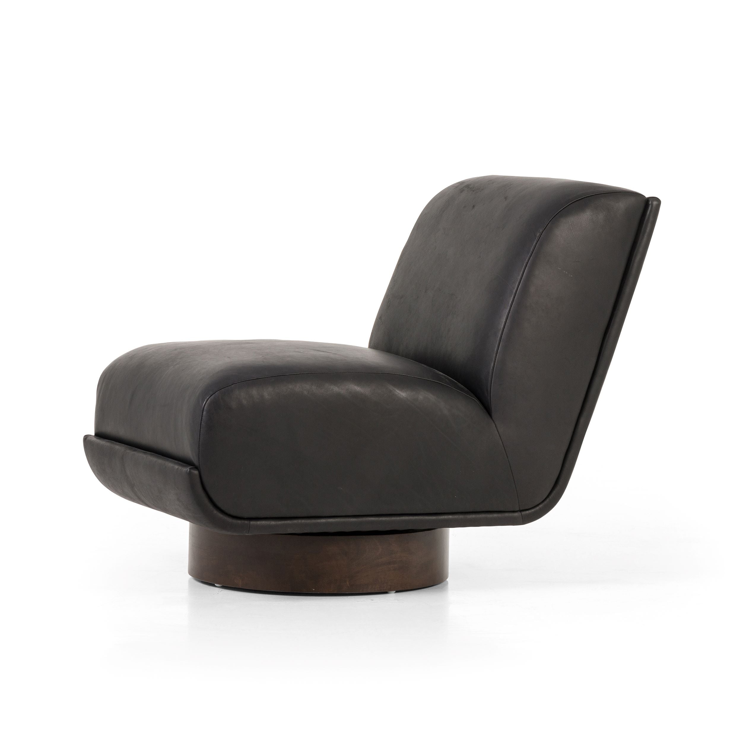 Black leather swivel discount armchair