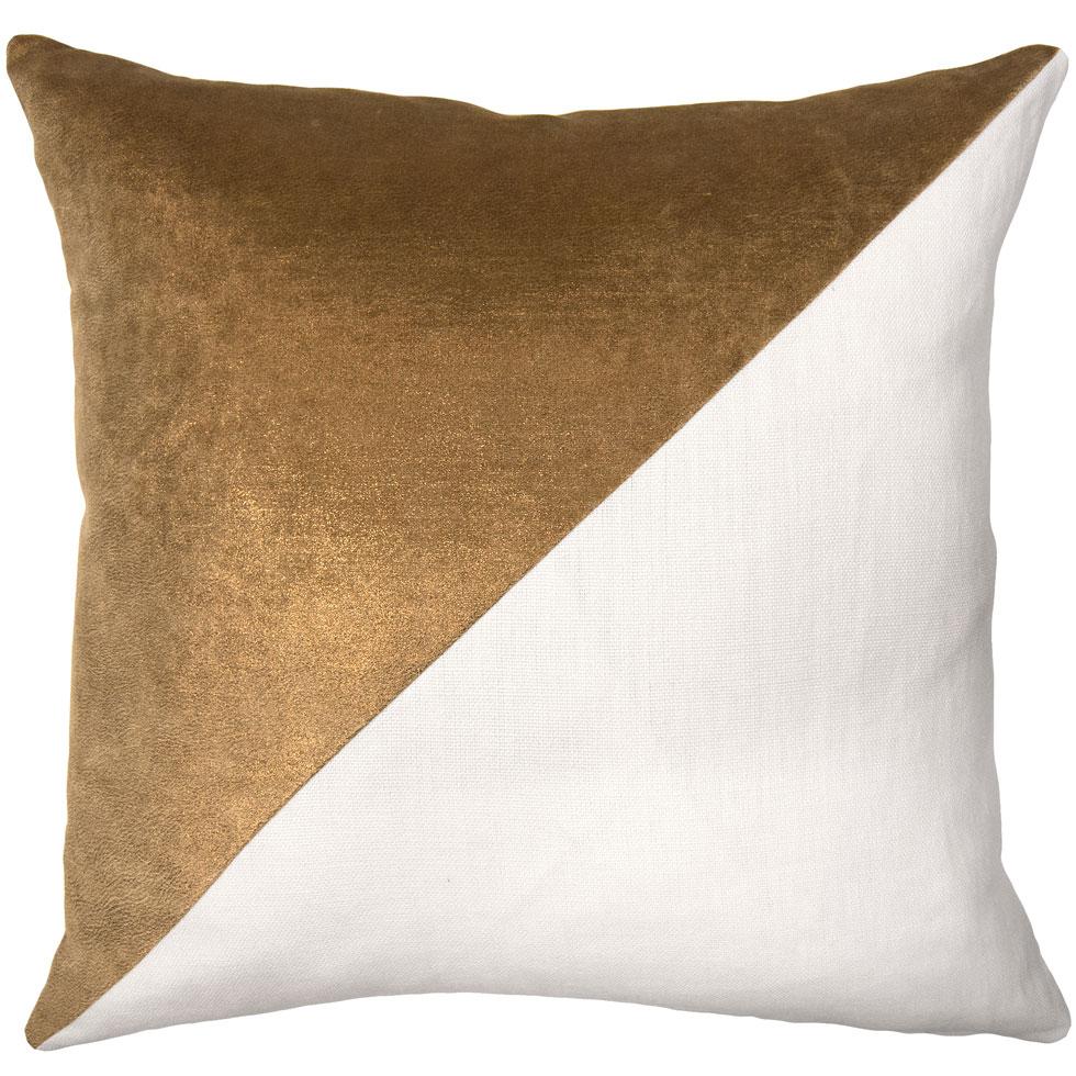sqaure feathers lux bronze and slubby linen pillow