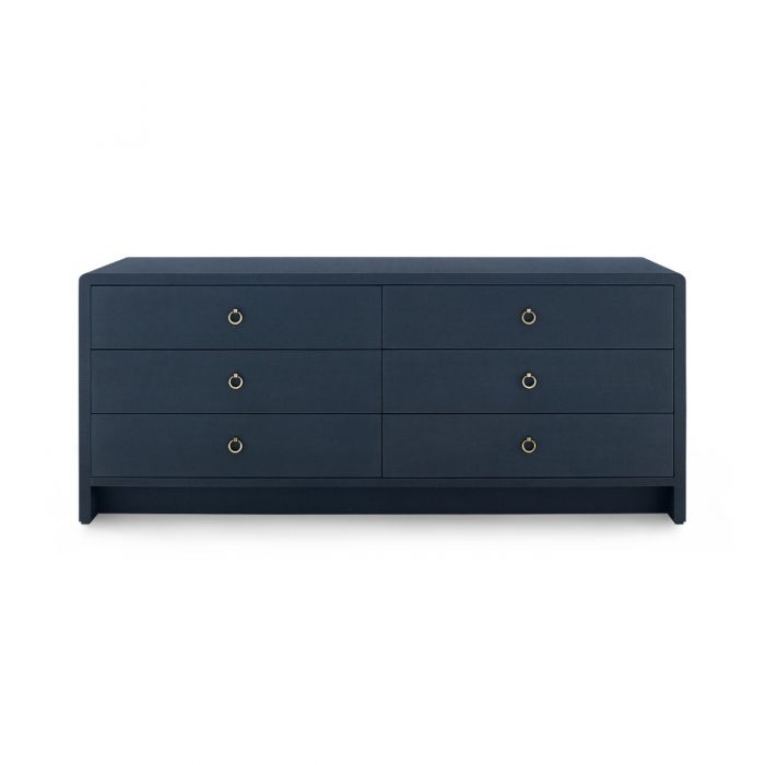 villa and house bryant linen extra wide large 6 drawer navy front