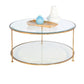 worlds away rollo round coffee table gold leaf iron glass top front view