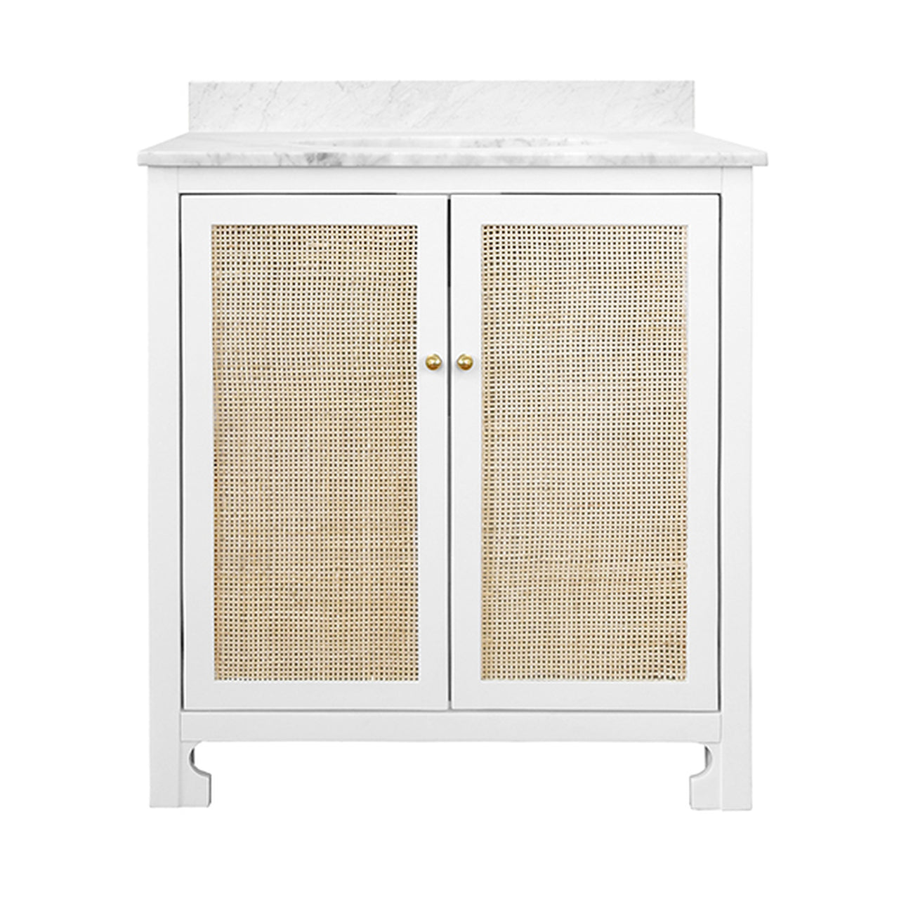 Boyd Vanity Matte White Lacquer and White Marble