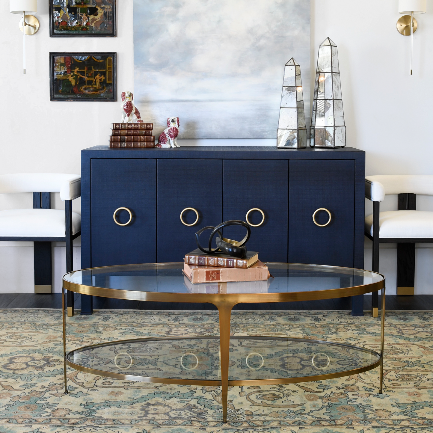 worlds away brando oval coffee table styled