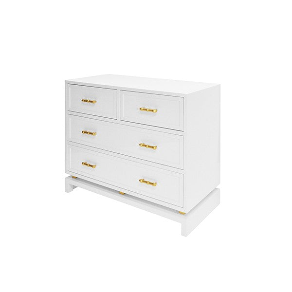 worlds away declan chest white 5 drawers bedroom side view