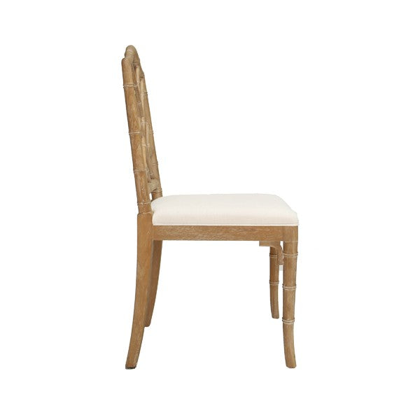 Worlds Away Fairfield Chair Cerused Oak Bamboo Upholstered