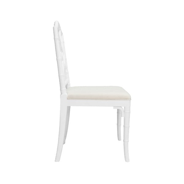 Worlds Away Fairfield Chair White Lacquer Bamboo Upholstered