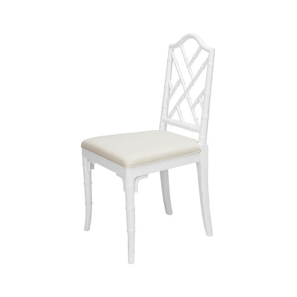 Worlds Away Fairfield Chair White Lacquer Bamboo Upholstered