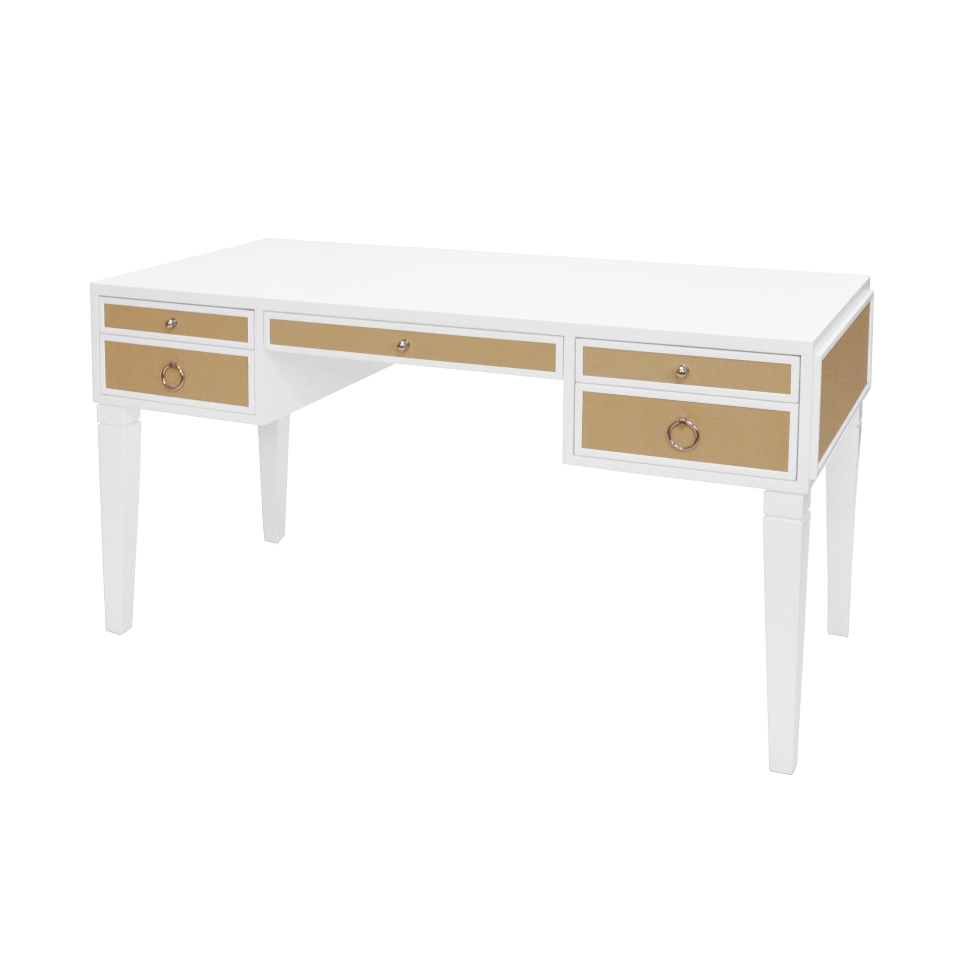 world away heid desk white lacquer and grass cloth brass hardware