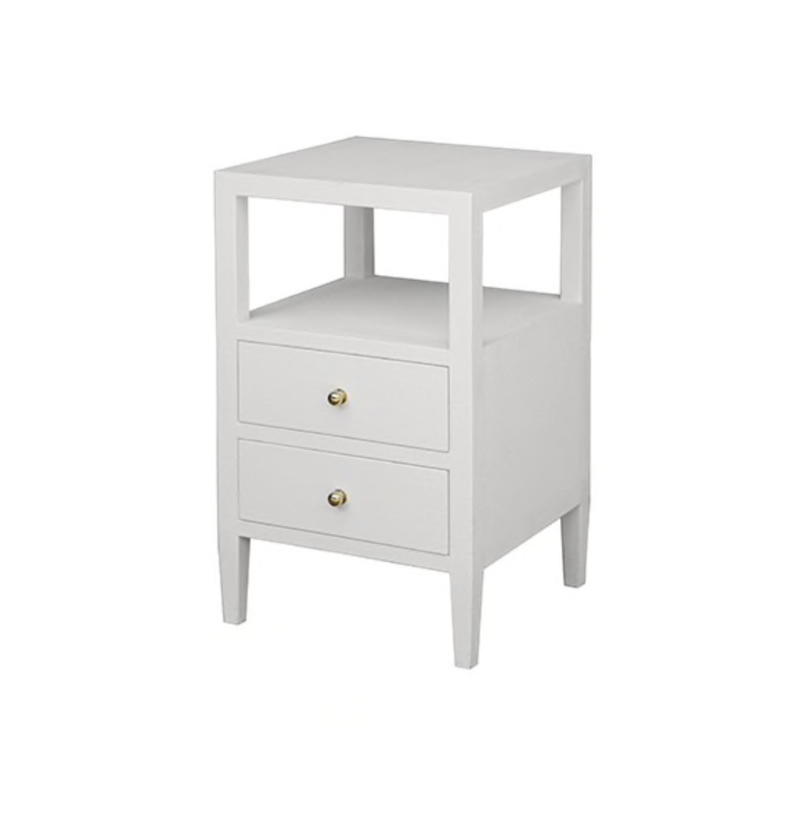 worlds away Roscoe two drawer side table white linen