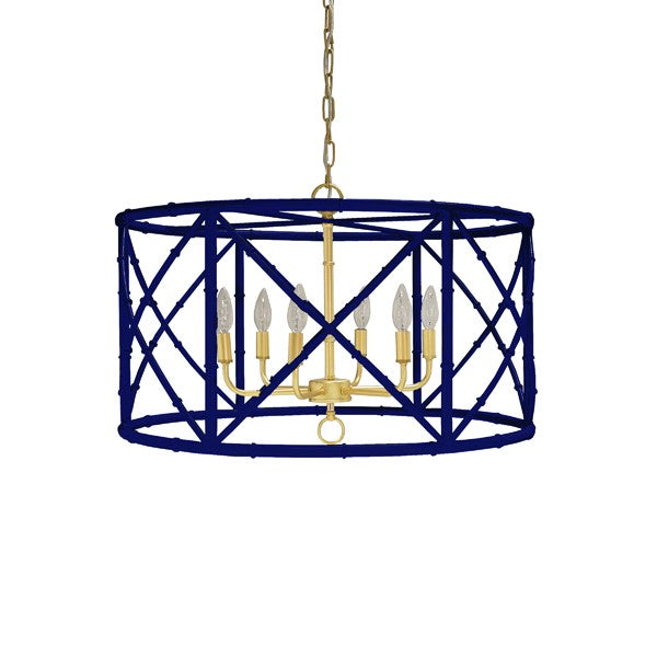 worlds away zia chandelier navy bamboo gold unique 