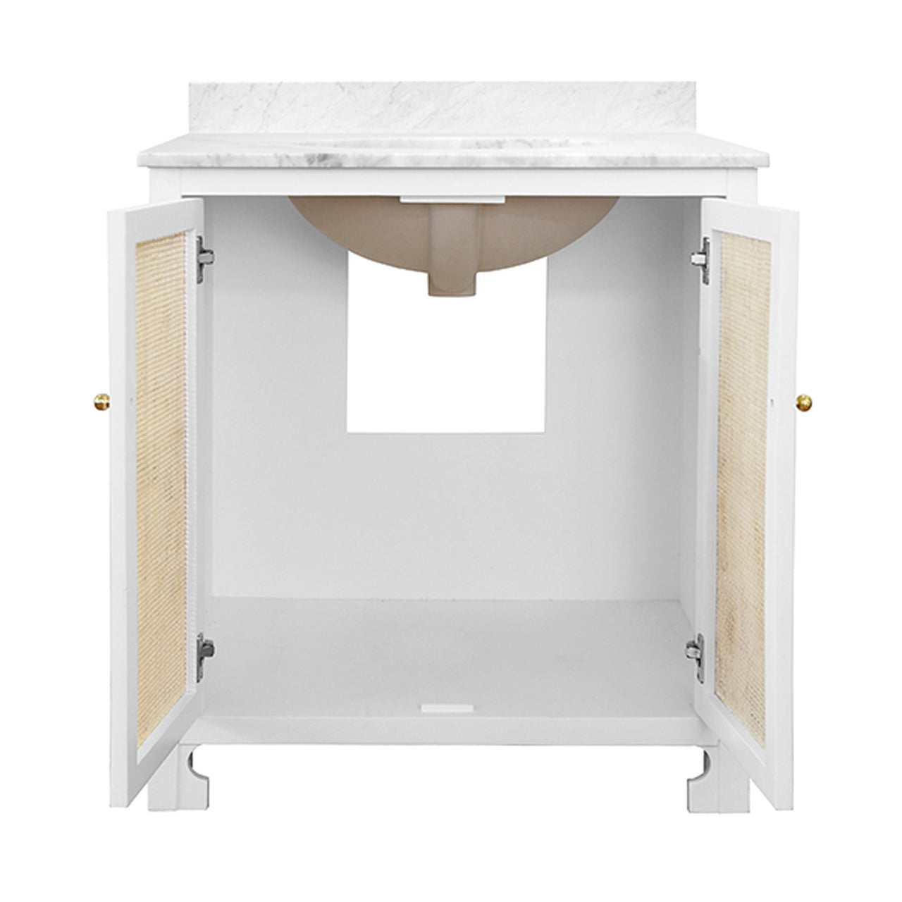 Boyd Vanity Matte White Lacquer and White Marble